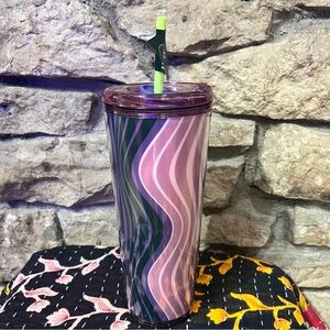 STARBUCKS 2025 Wavy Green Purple Hot & Cold Cup Venti Tumbler 24oz 710ML NWT